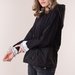 Hoodie combined fabrics negru