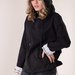 Hoodie combined fabrics negru